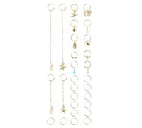 Lilinzhi Paquete de 28 anillos ajustables para el pelo, trenzas, rastas, joyas, joyas, accesorios trenzados, textura de aleación, dije para el cabello para niñas