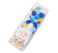 Lilinzhi Paquete de 3 pelotas peludas para juguete con bolas pequeñas de felpa interactivas integradas para gatos, juguete suave para masticar de 1.6 pulgadas