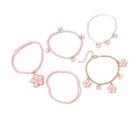 Lilinzhi Paquete de 5 abalorios hechos a mano coloridos joyería de muñeca ajustable regalo para mujeres pulseras elásticas, talla única, como se describe