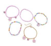 Lilinzhi Paquete de 5 abalorios hechos a mano coloridos joyería de muñeca ajustable regalo para mujeres pulseras elásticas, talla única, como se describe