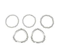 Lilinzhi Paquete de 5 pulseras de cadena de aleación brillante ajustables apilables para mujer, accesorios de boda y uso diario, pulseras apilables de metal hipoalergénicas, talla única, como se
