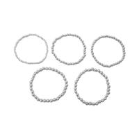 Lilinzhi Paquete de 5 pulseras de cadena de aleación brillante ajustables apilables para mujer, accesorios de boda y uso diario, pulseras apilables de metal hipoalergénicas, talla única, como se