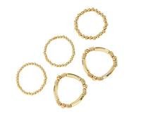 Lilinzhi Paquete de 5 pulseras de cadena de aleación brillante ajustables apilables para mujer, accesorios de boda y uso diario, pulseras apilables de metal hipoalergénicas, talla única, como se