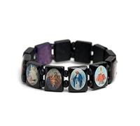 Lilinzhi Rosario de madera elástico de cuentas de colores, brazalete católico, religioso, santo dioses devoción