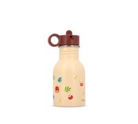 LILIPUTIENS, Jack, Botella infantil de 400 ml de acero inoxidable con paja | Botella Escuela ligera y resistente, tapón con pajita integrada, botella ilustrada con juego de búsqueda y encuentro, naranja