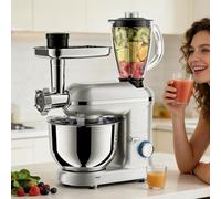 lilishangmao Batidora De Pie 5 En 1 con Tazón De Acero Inoxidable De 5.5 L, 1900 W, 6 Velocidades, Cabezal Inclinable, Picadora De Carne Y Licuadora De Mano para Hornear Y Cocinar En Casa