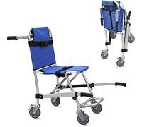 LILISHANGPU Silla de Ruedas Plegable for escaleras, de Aluminio, Ligera, for Ambulancia, Bombero, evacuación, Elevador médico, Silla for escaleras con Hebillas de liberación rápida (Color : Blue)
