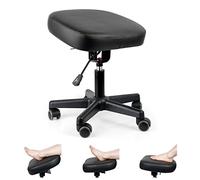 Lilithye Taburete reposapiés para debajo del escritorio, reposapiés de altura ajustable, taburete ergonómico otomano con ruedas, reposapiés de 360 ° para oficina en casa (color negro)