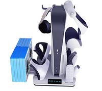 LiLiTok Soporte de Refrigeración Compatible para PS5 / PS VR2 Consola de Doble Cargador de Controlador, VR2 Mango de carga Dock para Casco de CD Soporte de Almacenamiento VR Accesorios