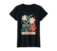 Lilium Candidum Gothic Dark Academia Green Witch Cottagecore Camiseta gráfica económica, Mujer, Negro, XL