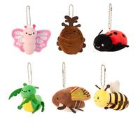lilizzhoumax 6 Juguetes de Peluche de Insectos Lindos de 4 Pulgadas llaveros con Forma de Mariquita Mariposa Escarabajo Suaves y tiernos para Suministros de Fiesta de cumpleaños premios para el Aula