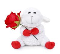 lilizzhoumax Peluche de Oveja Flores Rosas 13cm/5” Sentarse Oveja Lindas muñecas de Relleno de roedores Peluche Suave Juguetes De Animales Salvajes Regalos románticos para el día de San Valentín Rojo