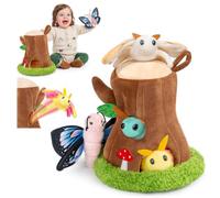 lilizzhoumax Set de Peluches de Polilla con Tronco y 3 Polillas Pequeñas, 4 Piezas, Juguetes Suaves del Bosque, Regalo para Niños y Amantes de los Insectos