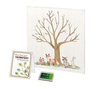 Lillian Rose Woodland - Libro de invitados para baby shower alternativo con almohadilla de tinta, crema, 11.75 x 11.75 x 0.4 pulgadas