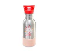LILLIPUTIENS 84472 Botella para niños de acero inoxidable, 600 ml, Happy Lena, Con pajita y base de silicona antichoque, Óptima para la escuela, picnics y paseos, Desde 2 años