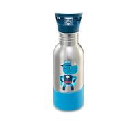 LILLIPUTIENS 84473 Botella para niños de acero inoxidable, 600 ml, Super Marius, Con pajita y base de silicona antichoque, Óptima para la escuela, el picnic y los paseos, Desde 2 años