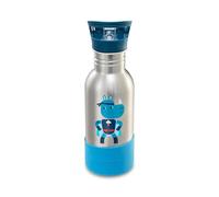 LILLIPUTIENS 84473 Botella para niños de acero inoxidable, 600 ml, Super Marius, Con pajita y base de silicona antichoque, Óptima para la escuela, el picnic y los paseos, Desde 2 años