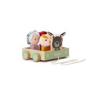 LILLIPUTIENS - Carro de Cubos para Tirar - Coche para Tirar con 4 Personajes de Cuentos para el Despertar de los más pequeños - Juguete de Madera y Tela, estimula la motricidad - Desde 12 Meses,83470