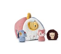 LILLIPUTIENS, Casa Jules, Juguete con 4 sonajeros, Desde 9 Meses | Juguete Sensorial con 4 personajes sonoros, Varias Aberturas, Cucú-tras y Asa