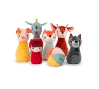 LILLIPUTIENS - Juego de Bolos para niños de Tela - 6 Bolos Divertidos y Pelota Sonora - Set de Bolos para niños - Ideal para desarrollar la motricidad de los más pequeños - Desde 18 Meses - 83465