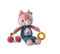 LILLIPUTIENS Peluche Jeanne la Gata – Sonajero interactivo, mordedor de silicona, espejo, 20 cm