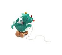Lilliputiens - Juguete para tirar Joe el Dragón - Compañero ideal para los primeros pasos del niño - Juguete de despertar sonoro y táctil con cabeza tintineante y ruedas móviles - Desde 12 meses 83329