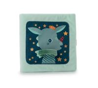 LILLIPUTIENS - Libro de Actividades Joe y su doudou para Despertar y empatía - Libro Interactivo de Tela con doudou Conejo - Historias Coloridas para estimular la motricidad - Desde 12 Meses