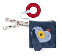 Lilliputiens - Libro ilustrado de tela para bebés - Libro de estimulación suave y colorido - Tema: Los vehículos - Con anillo de dentición - Aprendizaje de palabras para niños pequeños - Azul - 10 cm