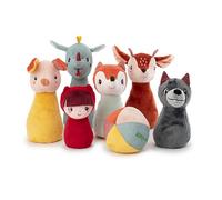 Lilliputiens, Mi Primer Juego de Bolos Animales del Bosque, Desde 18 Meses | Bolos Suaves y Coloridos de Animales del Bosque, Pelota Sonajero y Bolsa, Primer Juego de Lanzamiento y Puntería