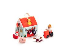 LILLIPUTIENS, Mi Primera Granja, Juego Simbólico de Tela, Desde 18 Meses | Set Portátil con granja, Tractor, Granjero, 6 Animales y Pared Abatible con hábitats, Lavable a Máquina