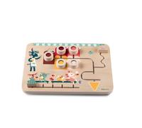 LILLIPUTIENS - Panel de Descubrimiento Deslizante para niños - Tema Heladería - Puzzle de Madera Educativo y Divertido - Estimula la motricidad Fina - Juguete Interactivo Desde los 10 Meses - 83378