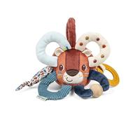 Lilliputiens - Pelota sensorial para bebés con sonajero y anillos de tela - Anillo de silicona para la dentición - Jack el león - Juguete de estimulación a partir de 6 meses - 16 cm