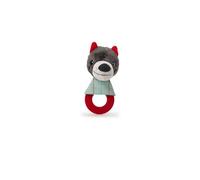Lilliputiens - Sonajero de dentición Louis el Lobo - Juguete sensorial para niños con Anillo de dentición, Sonido de Papel y Campanilla - Alivia los Dolores de la dentición - Desde 3 Meses - 83486