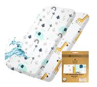 LILLY B. Algodón orgánico GOTS 2 en 1 Pack de 2 sábanas bajeras ajustables impermeables, utilizadas en lugar de protector de colchón impermeable, compatible con Next2me y todas las cunas de cabecera,