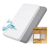 Lilly B. GOTS,Juego de 2 sábanas impermeables de algodón orgánico, 2 en 1, compatible con Next2me y todas las cunas de noche, mini cunas de hasta 120x60 cm (estrellas)