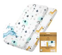 Lilly B. Juego de 2 sábanas impermeables de algodón orgánico GOTS 2 en 1 para cuna, utilizadas en lugar de protector de colchón de cuna, compatible con Snuzpod y todas las cunas de noche, minicunas de