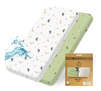 Lilly B. Juego de 2 sábanas impermeables de algodón orgánico GOTS para cuna de 140 x 70 pulgadas, se utilizan en lugar de protector de colchón impermeable, compatible con Next2me y todas las cunas y