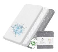 Lilly B. Organic GOTS cert. Juego de 2 sábanas para cuna + 1 protector de colchón impermeable de 120 x 60 cm, 100% algodón orgánico Jersey Next t Me Sábanas de cuna para cuna de bebé y camas