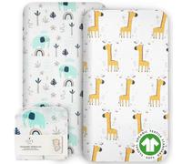 Lilly Belly Juego de 2 sábanas para cuna de algodón orgánico GOTS de 120 x 60 cm, compatibles con Next2me, Snuzpod y todas las cunas de noche, minicunas de hasta 120 x 60 cm, paquete de 2 sábanas