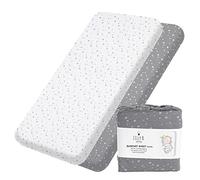 Lilly Belly Paquete de 2 sábanas para cuna Next to Me 100 % algodón orgánico, compatibles con sábanas de moisés, sábana de cuna, sábana de bambú con tutú orgánico de 90 x 55 cm (estrellas).