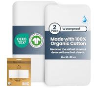Lilly Belly SoftTouch - 2 sábanas impermeables de algodón orgánico para cuna, 90 x 55 pulgadas, suaves para la piel del bebé, tela transpirable para moisés, sábanas para cuna de viaje, protector de