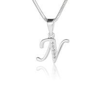 LILLY MARIE Collar De Plata Con Colgante De Inicial Personalizada Con Cristales Para Mujer