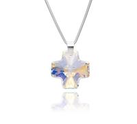 LILLY MARIE Collar Para Mujer Con Cadena De Serpiente De Plata De Ley Ajustable Y Colgante De Cruz Cristal