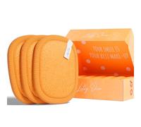 Lilly Skin - Toallitas cuadradas de microfibra limpiadora y exfoliantes para la piel de la cara - Caja de 7 almohadillas de tela sintética de algodón, melocotón real - XL