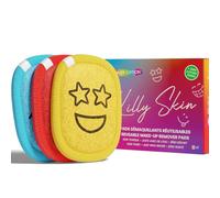 Lilly Skin - Toallitas cuadradas de microfibra limpiadora y exfoliantes para la piel facial - 7 almohadillas de tela sintética de algodón - Smiley Edition - XL