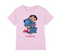 Lilo and Stitch Lilo & Stitch 90s Hug Girls T Shirt Camiseta, Rosa, 9-10 años para Niñas
