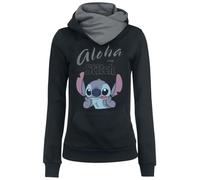 Lilo & Stitch Aloha Mujer Sudadera con Capucha Negro/Gris 65% algodón, 35% poliéster Regular