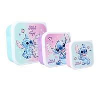 Lilo & Stitch Caja para aperitivos Snack Box - Kit de 3 recipientes porta merienda a encastre - Porta merienda aperitivos escuela guardería deporte