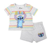 Lilo & Stitch, Conjunto de 2 piezas, Camiseta + Pantalones cortos, Bebés, (3 a 24 meses), Unisex, Niño, Niña, Lindo, Cálido, Sweat, Camiseta, Shirt, Bermuda, Short, DIS LIS 5112C746 S1-9M