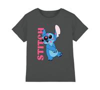 Lilo & Stitch Covered in Kisses Unisex Kids T Shirt Camiseta, Gris Oscuro, 7-8 años para Niños